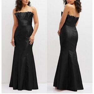 ALFRED SUNG Strapless Black Ruffled Mermaid Gown